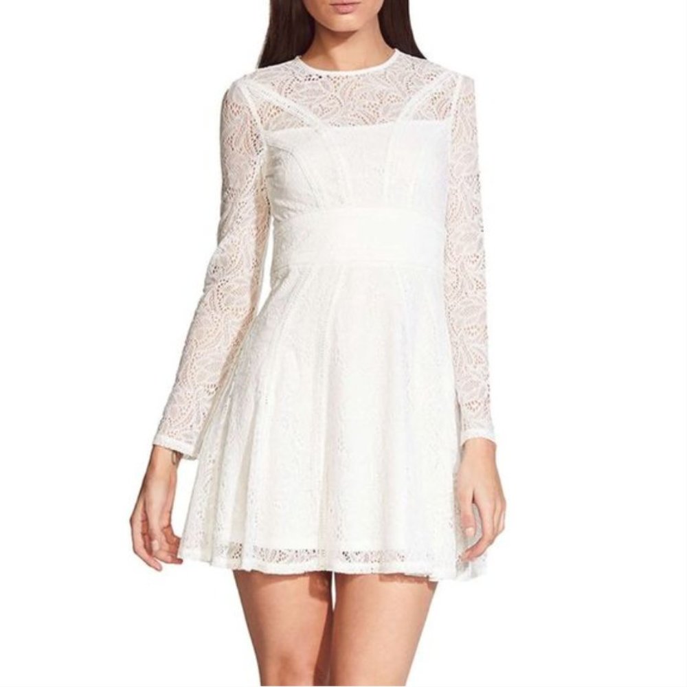 Bardot Tiana Lace Long Sleeve Mini Dress, Sz XS